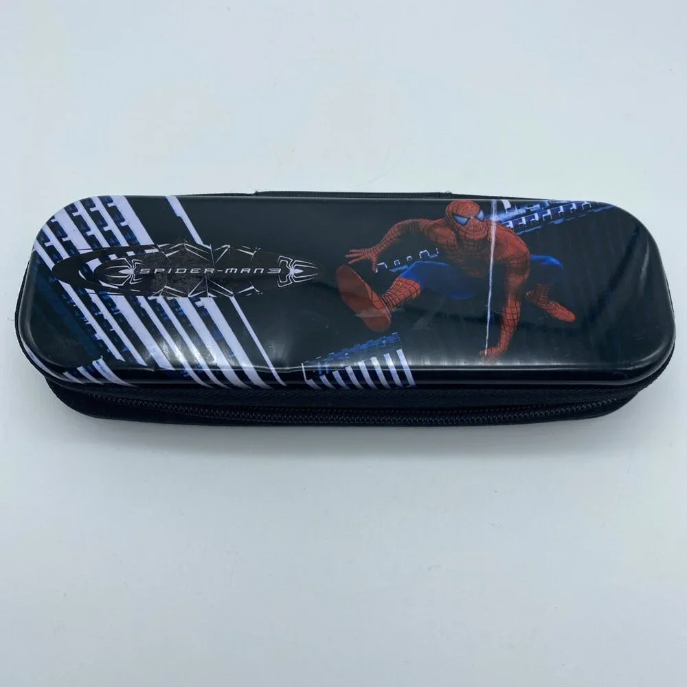 Amazing Spider‑Man 3 Black Zipper Pencil Case – Durable Plastic – 2.75x7.5